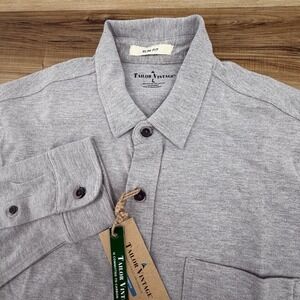 Tailor Vintage Shirt Men's Lg Gray Stretch Slim Fit LS Cotton Shacket MRSP $ 98